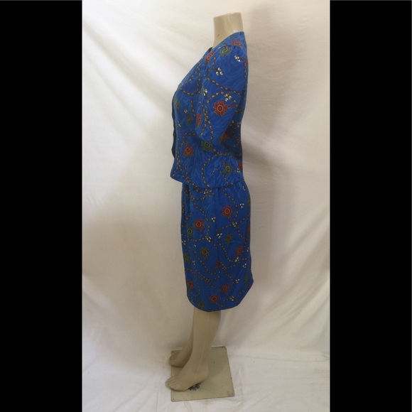 VTG Papéll Boutique Sz 8 Blue Chain Print 2pc Set - Picture 5 of 8